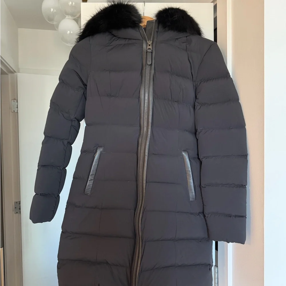 Mackage Women's Black Puffer Coat with Fur Hood - Picture 2 of 11